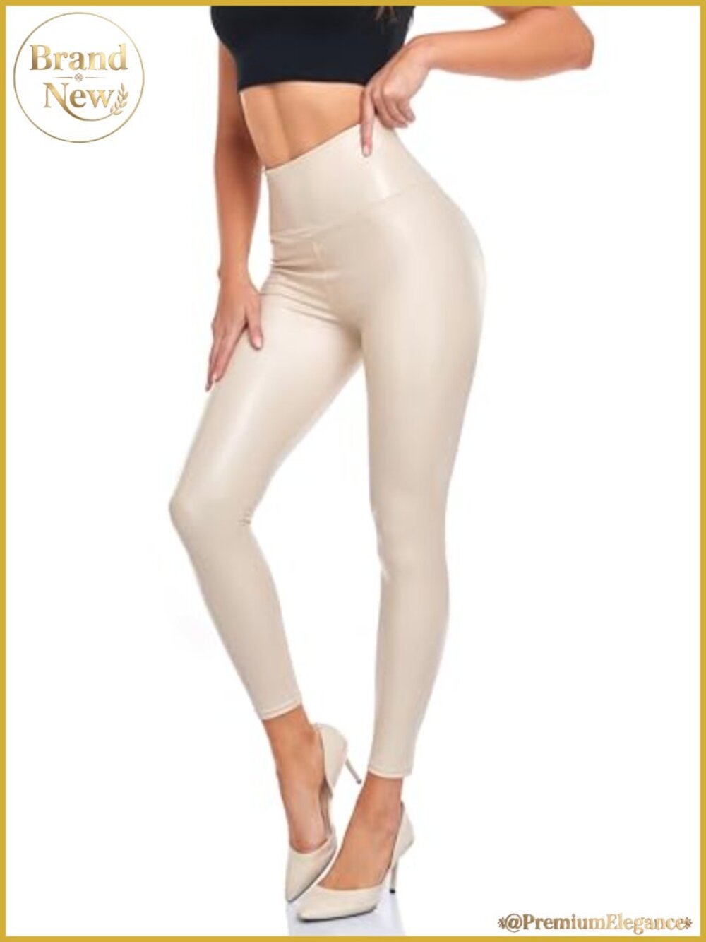 Faux Leather High Waisted Butt Lifting Leggings Stretchy Pleather Pants